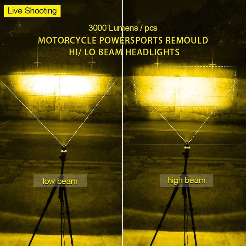 EXZEIT Led Driving Light for Motorcycle, Amber Light, High Low Beam Function Fog Lights Headlights for Bike Polaris Yamaha Can Am ATV UTV, 12/24V, 30W, 6000 Lumens 2 pcs (Amber Light) - Image 2